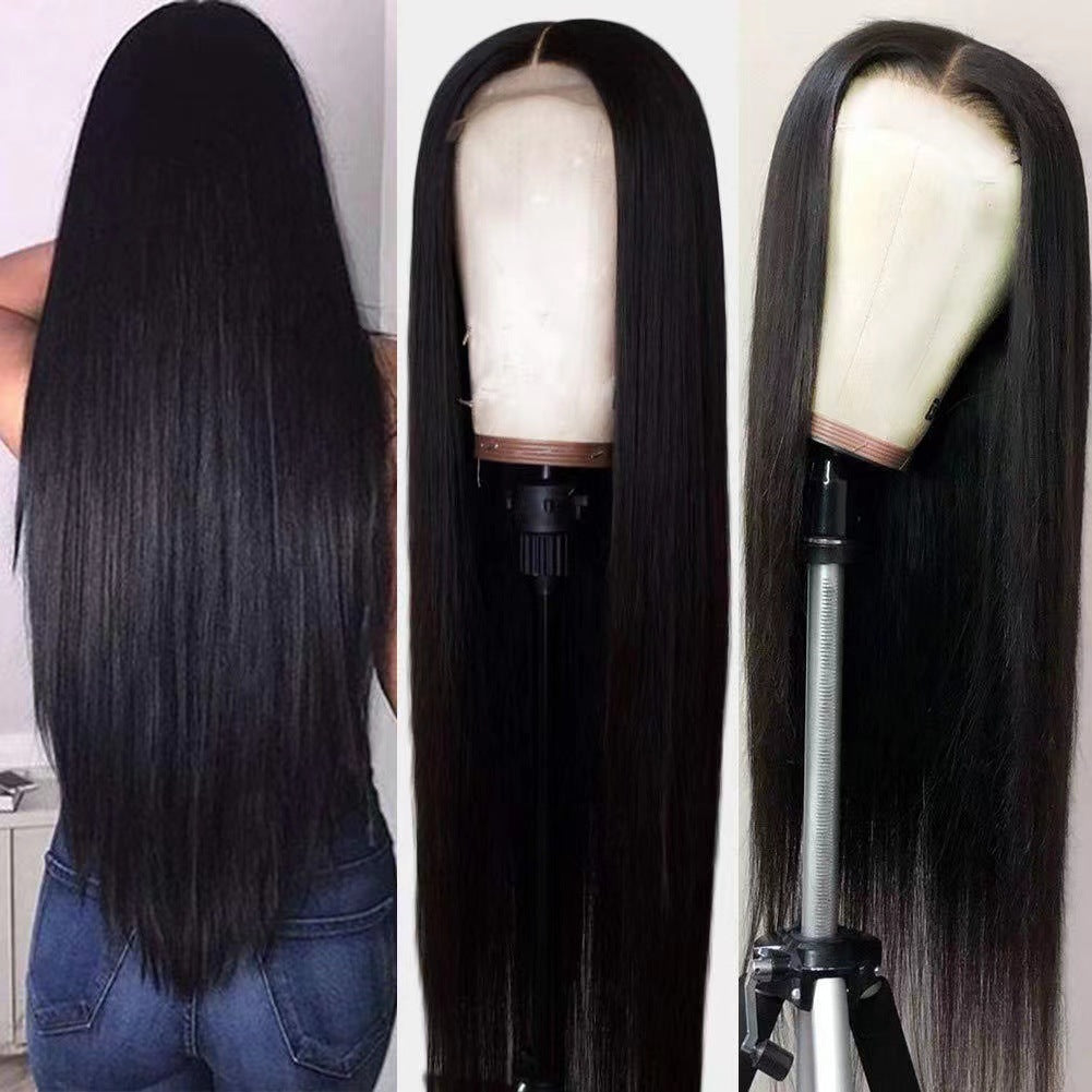Handgewebte, lange, glatte Haare vorne, 13 x 4 Zoll, Spitzenperückenscheide
