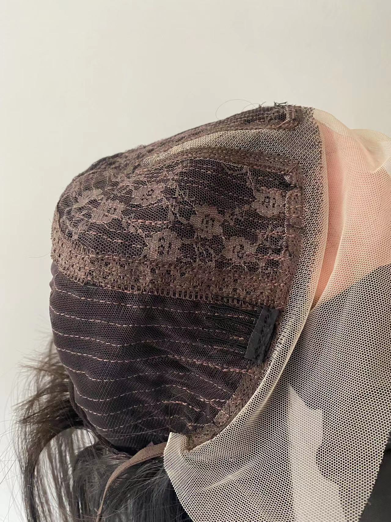 Handgewebte, lange, glatte Haare vorne, 13 x 4 Zoll, Spitzenperückenscheide