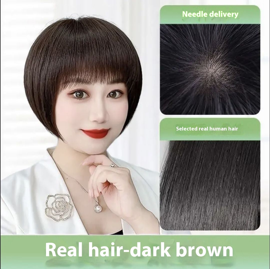 Natural Human Hair Bobhaircut Hand-woven Wig Sheath