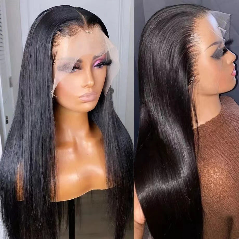 Handgewebte, lange, glatte Haare vorne, 13 x 4 Zoll, Spitzenperückenscheide