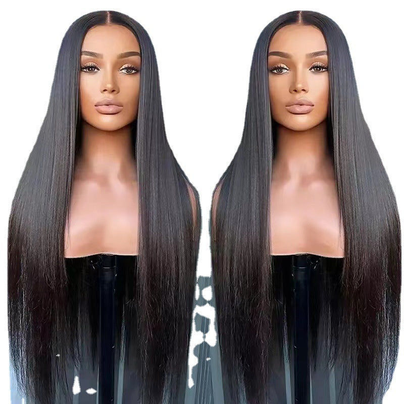 Handgewebte, lange, glatte Haare vorne, 13 x 4 Zoll, Spitzenperückenscheide